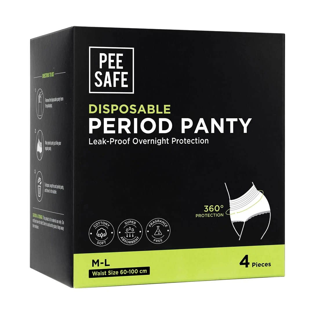 Pee Safe Disposable Period Panty - Medium to Large (23"- 39") -  Pack of 4